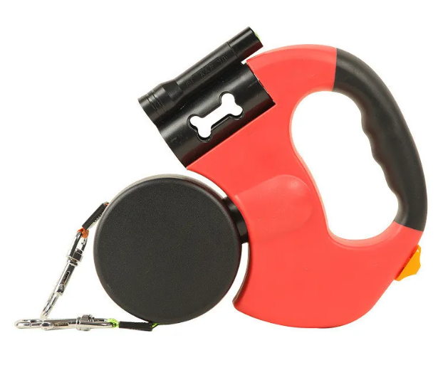 Auto Double Dog Leash — Telescopic with Light