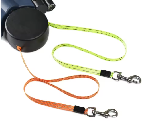 Auto Double Dog Leash — Telescopic with Light