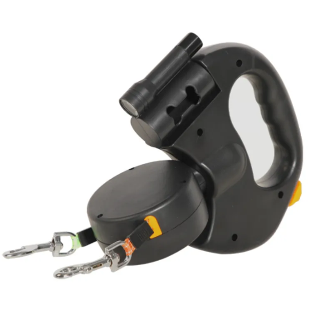Auto Double Dog Leash — Telescopic with Light